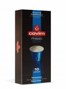 Capsules Covim Pressò Suave Decaffeinato compatibles with machines Nespresso decaffeinated